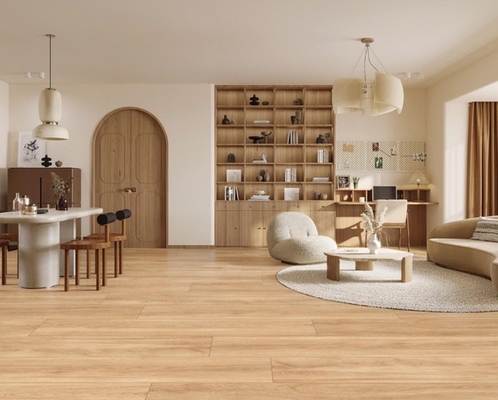 Su geçirmez 300x1800mm Sarı Kahverengi Ahşap Porselen Şeritleri Oturma Odası ve Yatak Odası için