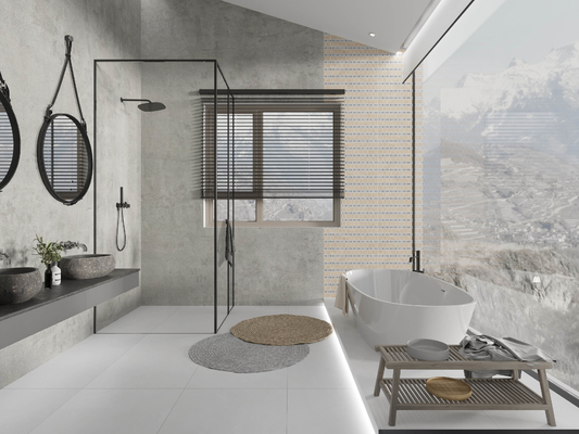 Sarı ve Gri 60x120cm Yatak Odası Dekorasyonu İçin Matt Camlı Porselen Zemin Kelepçesi