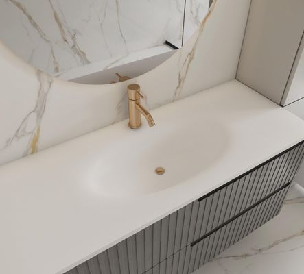 Sinterlenmiş Taş Levha Beyaz Sıcak Büküm Lavabo 550x830mm