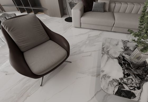 Carrara 1mx1m Modern İç Zemin Odak Odası ve Dekorasyon için cilalı camlı porselen kiremit