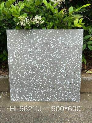 Şık Gri 600x600mm Terrazzo Seramik İç Mekan Zemin Fayansları Yemek Odası ve Oturma Odası İçin