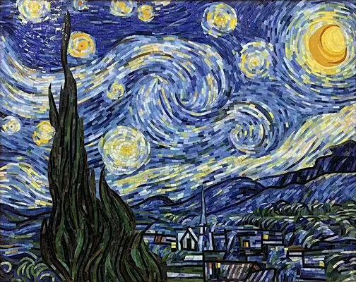 Ofis ve Banyo için Mavi Muhteşem Sanat Duvar Cam Mozaikleri