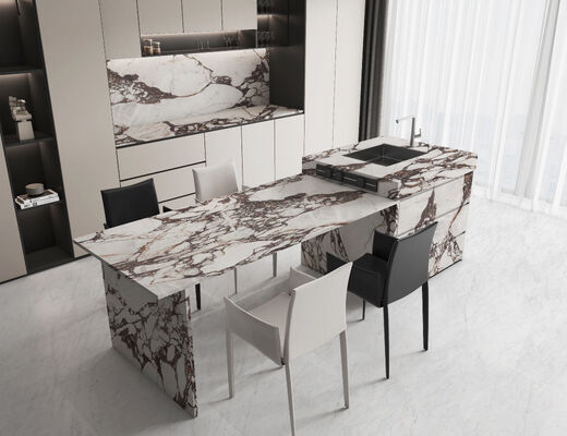 Wear-resistant And Stunning Polished 1600x3200x12mm Sintered Stone Slab Grade AAA For Hotel