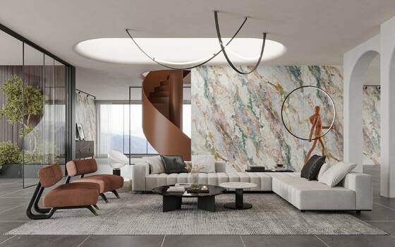 Pembe ve Yeşil 800x3600x12mm, Arkaplan ve Ofis için cilalanmış Sintered Stone Slab
