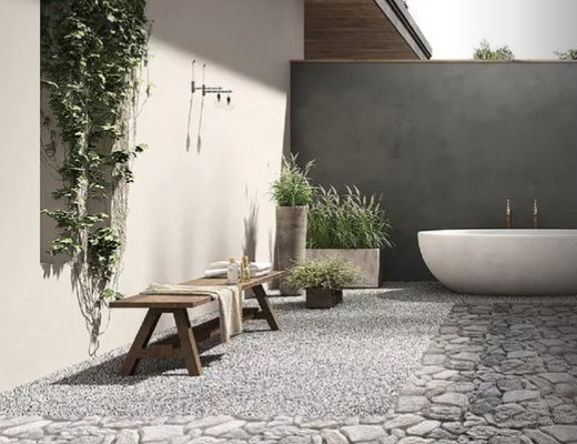 12x24'' 500SQM Dış Mekan Taş Kaplama Fayans Çakıl Taş Duvar Dekorasyonu 9.8mm