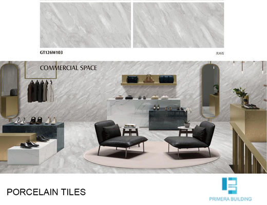 Terrazzo 600x1200mm Porselen İç Mekan Yer Karosu Yumuşak Sırlı Mermer 35N/mm2