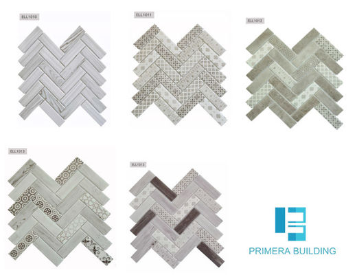 270x290mm Ahşap Mermer Mozaik Fayanslar 6mm Kalınlık Yüzme Havuzları İçin