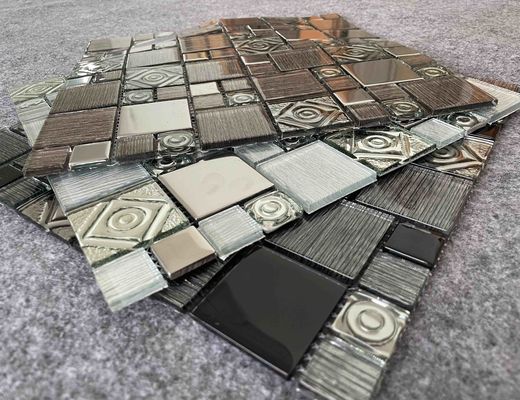 Cilalı Folyo 30X30cm Dekoratif Mozaik Fayans Kare Metal Karışımı Şeffaf Kristal 1.36kgs