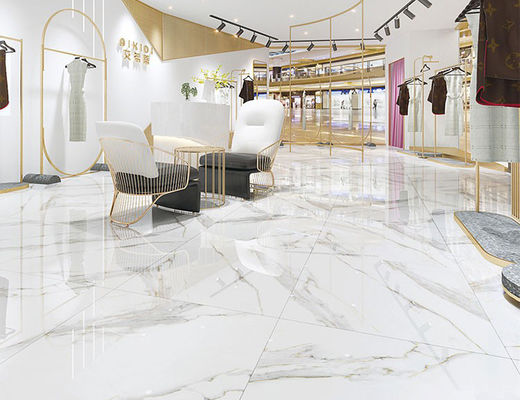 Calacatta Beyaz Mermer Porselen Yer Karoları 800x800mm Altın Çizgiler