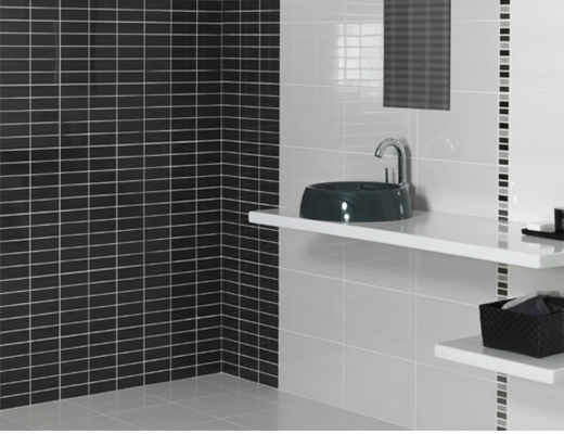 PRIMERA 10x20cm Seramik Metro Fayansları Mutfak Banyo Beyaz Siyah Parlak 14kgs/Ctn