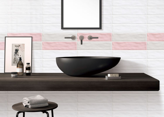 3''X12'' Dalgalanma Yüzeyli Banyo Duvar Karosu Pembe Beyaz Yeşil