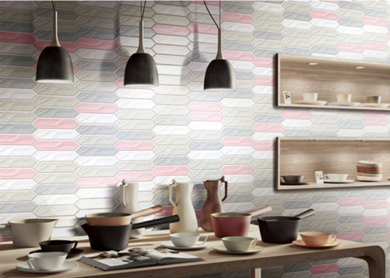 75x300mm Picket Dalgalı Seramik Duvar Karosu - Parlak Modern 3D Mürekkep Püskürtmeli