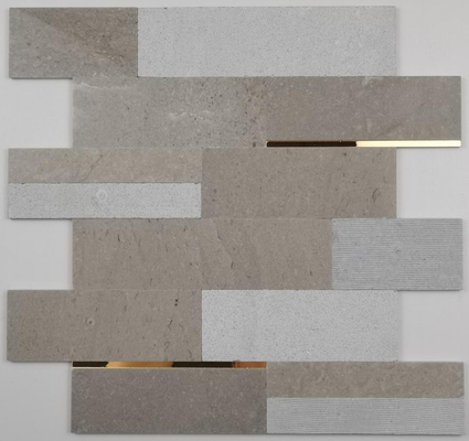 4mm Doğal Taş Metal Dekor Mozaik Plakası 300x300mm
